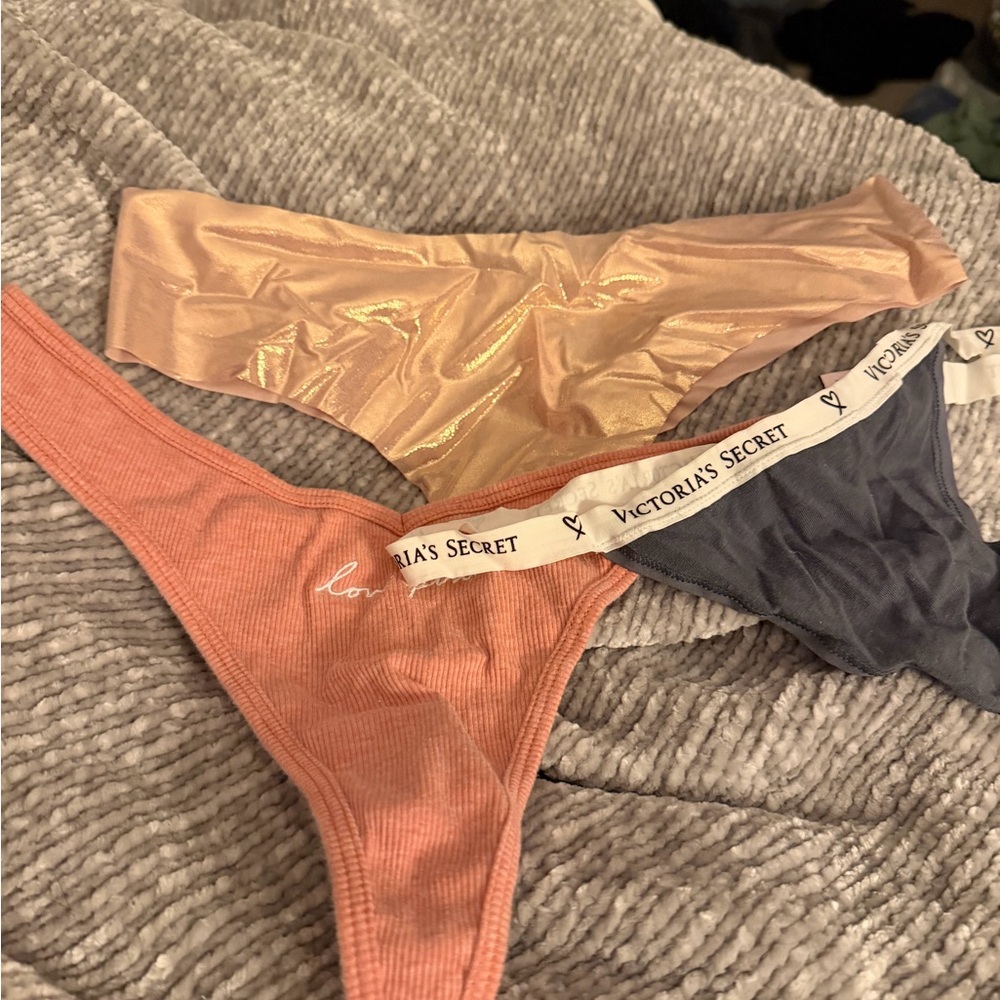 Victoria's Secret Lingerie Trio - Coral, Gold, and Charcoal